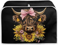 ZFRXIGN Sunflower Cow Toaster Cover 4 Slice Small Appliance Covers Kitchen Microwave Oven Dust Cover Case Protector Western Highland Cattle Toaster Covers Home Decorations Black