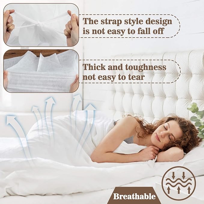 Disposable Bed Sheets for Travel - 4PCS Portable Travel Bedding Set for Hotel, Breathable 1Bed Sheet 1Quilt Cover 2Pillowcover, Disposable Bed Set for Camping, SPA, Business Trip, Cruise Essentials