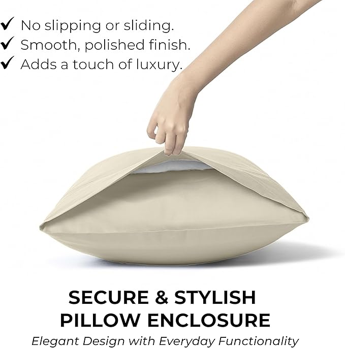 100% Natural Cotton Bed Sheets | 500 TC Single-Ply Sateen Weave Twin Sheets Set | Breathable & Hypoallergenic Solid 3-Piece Bedding with Deep Pocket Fitted, Flat, Pillowcase | Cream Beige