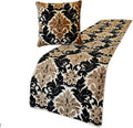 The HomeCentric King/Queen/Twin Brown Decorative King 90"x18" Bed Runner Without Pillow Cover, Damask Bed Scarf on Velvet Fabric - Victoria