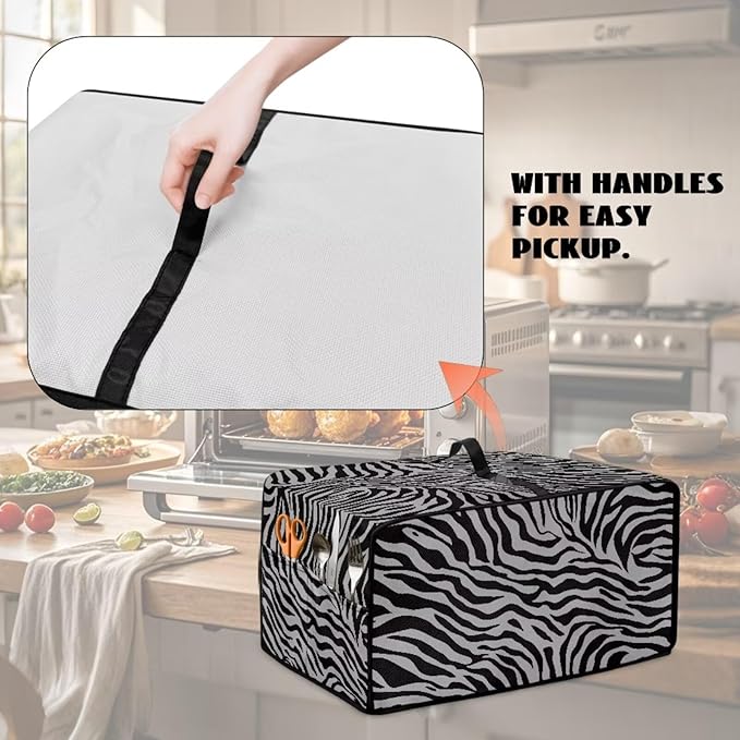 Grey Zebra Print Microwave Oven Dust Cover Dust-Proof Waterproof Microwave Toaster Oven Cover Easy to Clean Kitchen Machine Covers Case Protections Protector, L