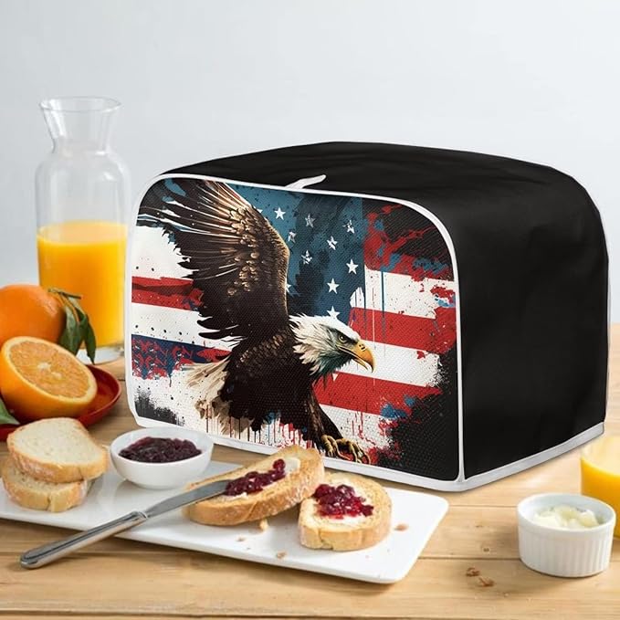 ZFRXIGN Bald Eagle Toaster Cover 2 Slice Wide Slot Small Appliance Covers Kitchen Decor Accessories Toaster Oven Cover Bread Maker Cover American Flag Patiotic Decor