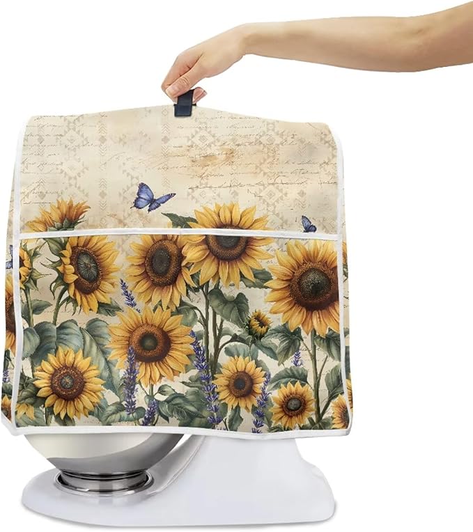 Sunflower Mixer Cover for Kitchen Aid 4.5-5 Qt Mixer, Yellow Small Appliance Dust Covers Universal for Air Fryers, Coffee Makers, Kitchen Decor Gift for Friends