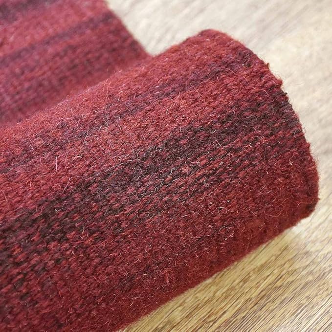 Rugsotic Carpets Hand Woven Flat Weave Kilim Wool ECO-Friendly Area Rugs - 10'x13', Rectangle Shape, Dark Red Color, Solid Plain Design, Low Pile Handmade Rugs for Living Room, Bed Room (D00111)