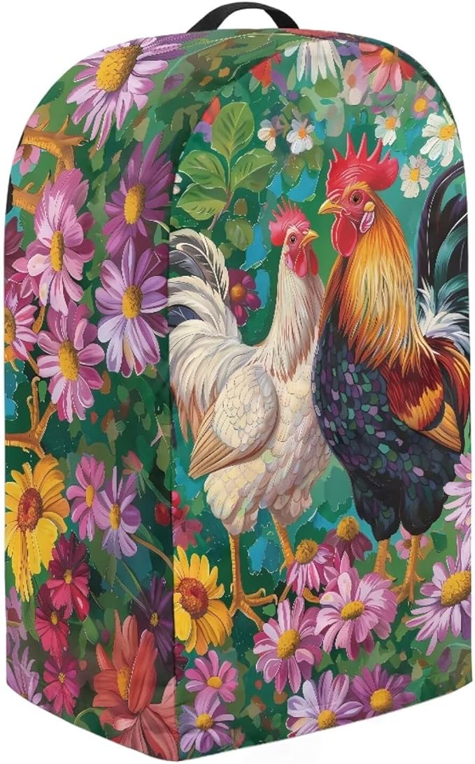 Rooster Flower Blender Dust Cover Stand Mixer or Coffee Maker Appliance Covers, Anti Fingerprint Polyester Dust Proof Stain Resistant Blender Cover for Home Kitchen