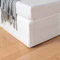 Queen Bed Skirt, Grid Plaid Soft Quadruple Pleated Ruffle Bed Skirt, Tailored Dust Ruffle 18 Inch Drop Easy Fit, Machine Washable (White)