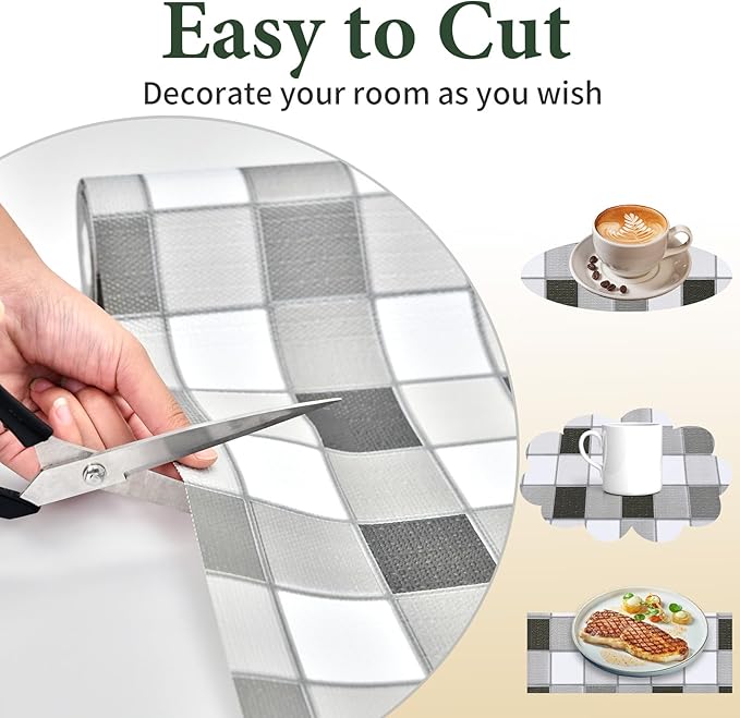 Drawer and Shelf Liner for Kitchen Cabinet: 17 in X 20 Ft Non Slip Waterproof Shelf Paper Non Adhesive Refrigerator Liners Gray Mosaic Easy Liners for Bathroom