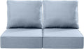 Luxury 24x24x6 Inch Outdoor Chair Cushions - Set of 2 Water Resistant Comfortable Patio Seat Cushion for Porch Rattan Dining Rocker Glider Chairs Loveseat Couch Sectional Sofa - Baby Blue