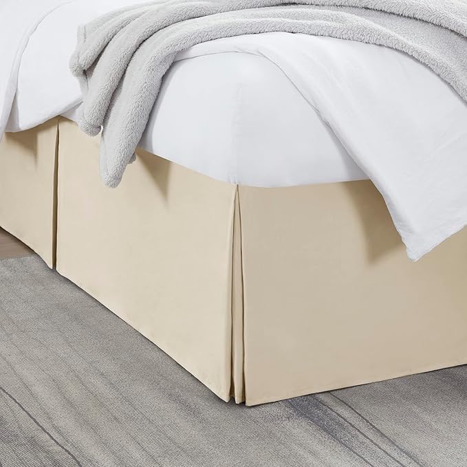 Nestl Cream Twin XL Bed Skirt - Twin XL Size 14 Inch Drop - Brushed Microfiber Hotel Quality Pleated Bed Skirt - Shrinkage & Fade Resistant