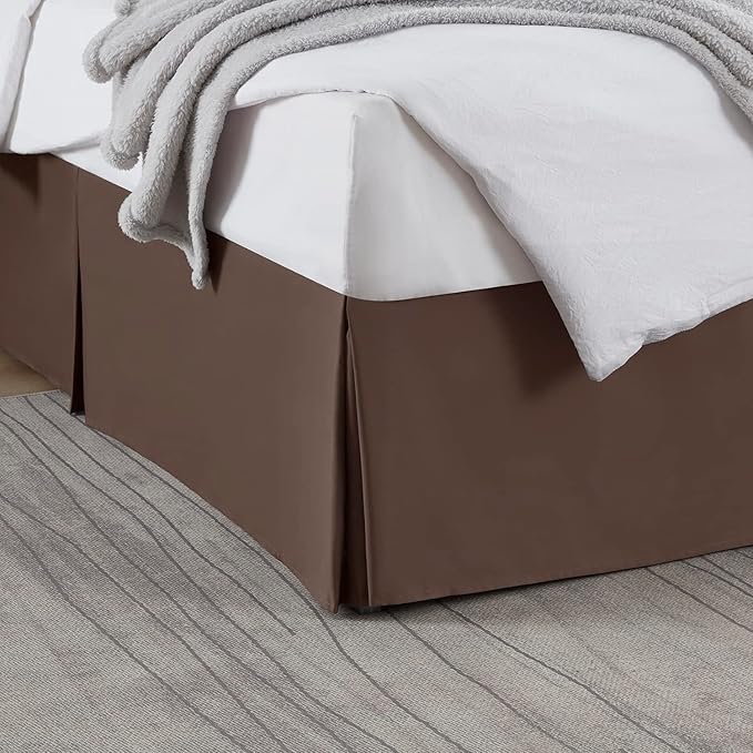 Nestl Dark Brown Twin XL Bed Skirt - Twin XL Size Bed Skirt 14 Inch Drop - Brushed Microfiber Bed Skirts - Hotel Quality Pleated Bed Skirt - Shrinkage & Fade Resistant