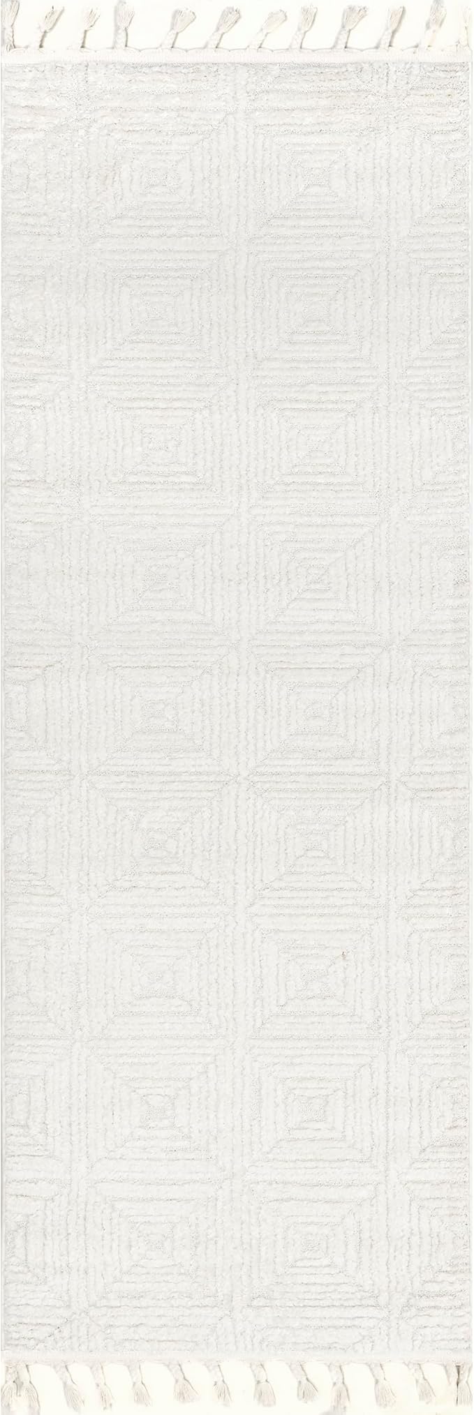 nuLOOM Kerry Cream, 2'6" x 10', Geometric, Soft and Cozy, High Traffic, Stain Resistant, Easy Clean, Durable Runner for Bedroom, Living Room, Dining Space, Den, Foyer, Entryway