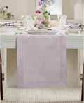 Solino Home Linen Lilac Table Runner 90 Inches Long - 100% Pure Linen Hemstitch 14 x 90 Inch Table Runner for Dining, Christmas, New Year - Classic Hemstitch