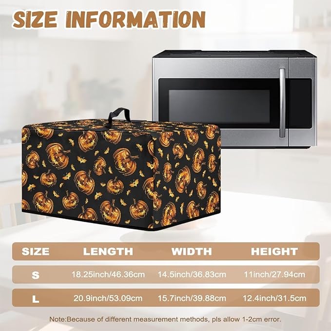 Microwave Oven Dust Cover, Halloween Pumpkin Protective Dust Cover for Microwave Oven Multifunction Greaseproof Covers Kitchen Protector Kitchen Accessories for Microwaves Ovens