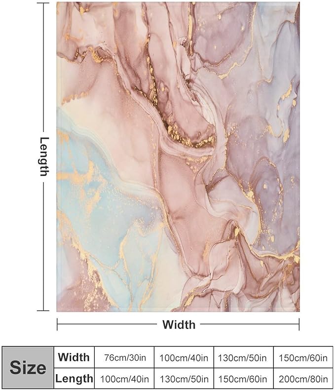 Abstract Marble Blanket, Modern Luxury Baroque Golden Pink Purple Stone Veins Pattern Soft Warm Cozy Plush Flannel Covers for Livingroom Bedroom Couch Chair Camping Travel Home Decor Tapestry 30x40in