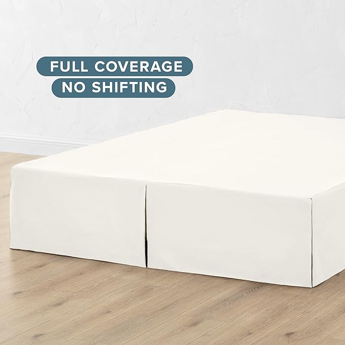 Bare Home California King Bed Skirt - 15-Inch Tailored Drop Easy Fit - Bed Skirt for Cal King Beds - Center & Corner Pleats (Cal King, Cream)