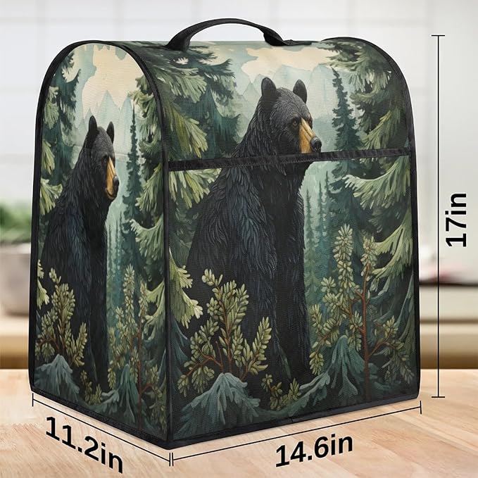 Kitchen Appliance Cover Fits 6-8 Quarts Mixer & Coffee Maker, Bear Dust Cover with Pockets