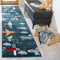 Safavieh Carousel Kids Collection Runner Rug - 2' x 8', Navy & Ivory, Non-Shedding & Easy Care, Ideal for High Traffic Areas for Boys & Girls in Playroom, Nursery, Bedroom (CRK167N)