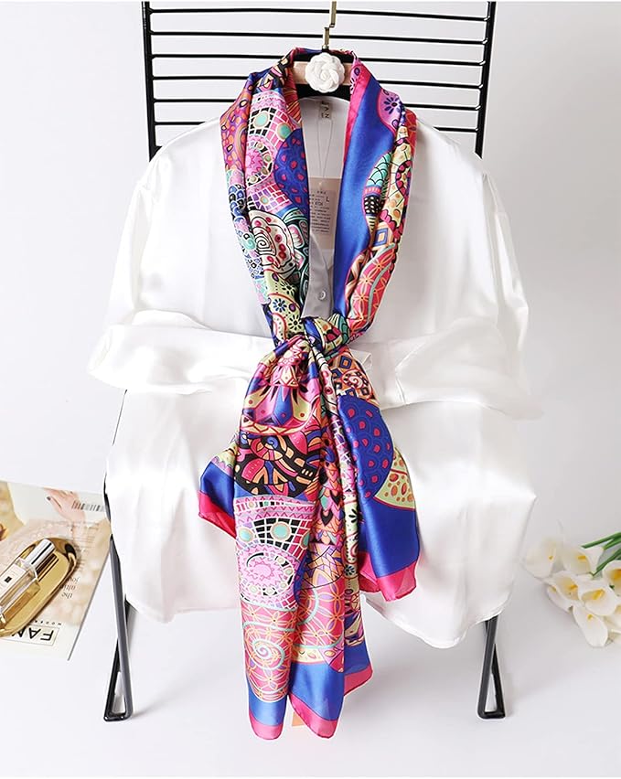 Fashion Scarves Scarf 100% Silk Feeling Scarf Silk Like Scarves Long Lightweight Sunscreen Shawls for Women