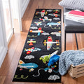 SAFAVIEH Carousel Kids Collection Runner Rug - 2' x 8', Black & Ivory, Non-Shedding & Easy Care, Ideal for High Traffic Areas for Boys & Girls in Playroom, Nursery, Bedroom (CRK167Z)