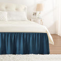 RIMELA Dusty Navy Bed Skirt Queen Size 15 Inch Drop, Wrap Around Elastic Bedskirt, Dust Ruffle for Adjustable Bed Base Machine Washable Easy to Install Bed Skirts