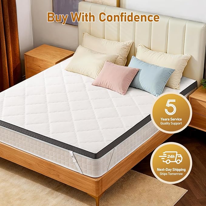 Glendan Firm Mattress Topper Queen: 3 Inch High Density Foam Mattress Pad - Extra Support Bed Topper for Pain Relief - Washable Cover with Anti-Slip Straps - CertiPUR-US Oeko-Tex Certified 80x60