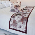 The HomeCentric King/Queen/Twin Purple Decorative CA King 86"x18" Bed Runner with One Pillow Cover, Floral, Roses, Bead Embroidery & Handmade Bed Scarf on Jacquard Fabric - Wood Rose