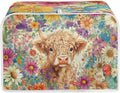 ZFRXIGN Flower Highland Cow Toaster Covers 4 Slice Toaster Dust Cover Hippie Toaster Bag Kitchen Appliance Covers Toaster Oven Dustproof Cover Washable Western Cattle Toaster Cover
