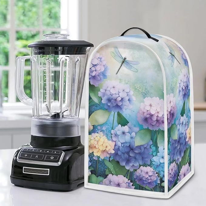 Talayituse Dragonfly Hydrangea Print Blender Dust Cover, Fingerprint Protection Cover for Stand Mixer or Coffee Machine, Home Kitchen Appliance Covers for Stain Dust Resistant Supplies
