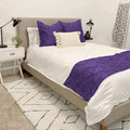 Bed Runner Set - 100% Pure Cotton 800 Thread Count - Luxury 1 Pinch Pleated Bed Runner and 2 Pillow Cover - 3 Piece Pinch Pleated Bed Runner Set Twin, Purple