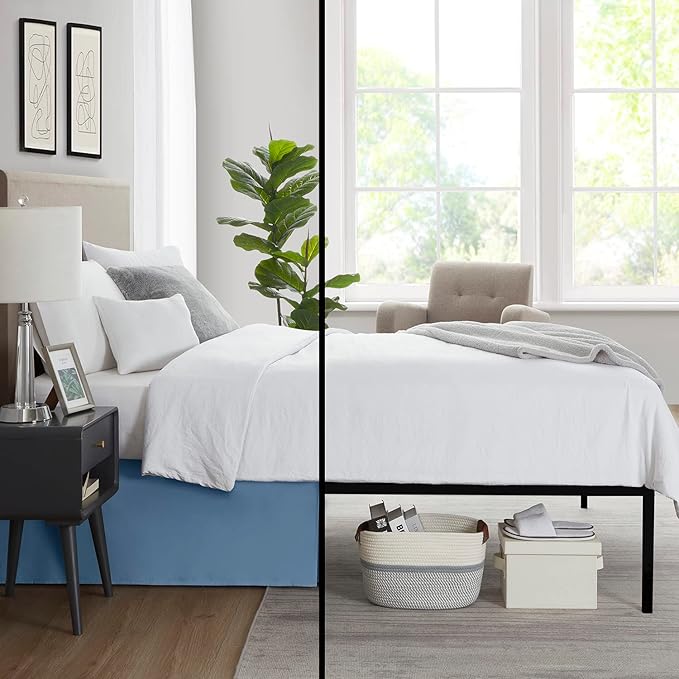 Nestl Blue Heaven Full XL Bed Skirt - Full XL Size Bed Skirt 14 Inch Drop - Brushed Microfiber Bed Skirts - Hotel Quality Pleated Bed Skirt - Shrinkage & Fade Resistant