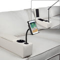 Sofa Armrest with Cup Holder, PU Leather Multifunctional Couch Arm Rest Insert, Removable Couch Caddy with Storage, Equipped with LED Reading Light & Wireless Charge Stand