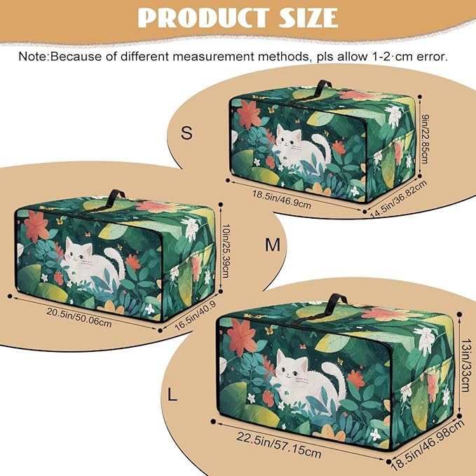 Air Fryer Toaster Oven Dust Cover Protective Convection Oven Cover with Pockets and Handle for Kitchen Countertop, L, 18.5 x 22.5 x 13 Inches, White Cat Green Leaf Flower