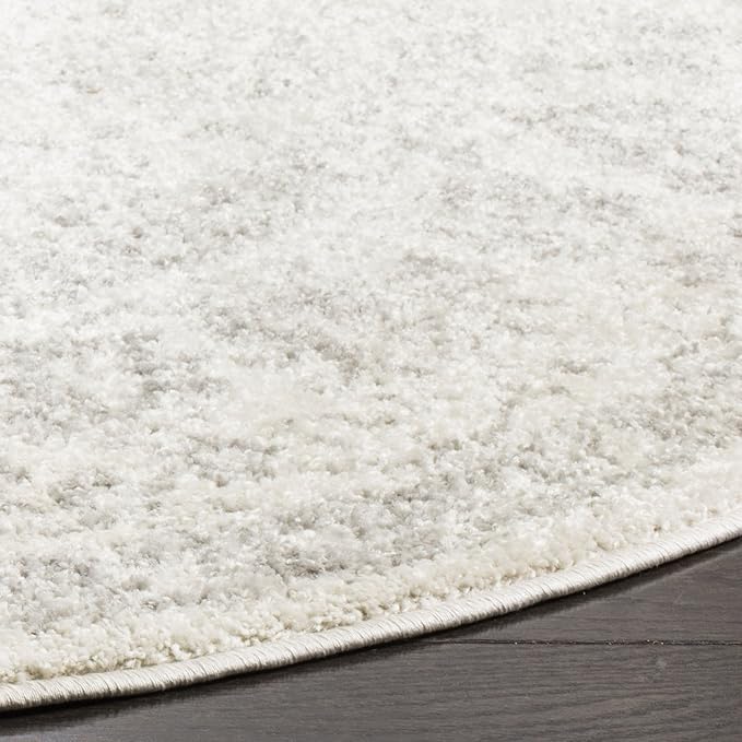 SAFAVIEH Adirondack Collection Area Rug - 6' Round, Ivory & Silver, Distressed Vintage Floral Design, Non-Shedding & Easy to Clean, Ideal for Living Room, Bedroom, Dining Space (ADR109C)