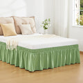RIMELA Light Green Bed Skirt Queen Size 15 Inch Drop, Elastic Bed Skirting, Bedding Dust Ruffle Easy to Install, Wrap Around Bedskirt, Bedroom Decor