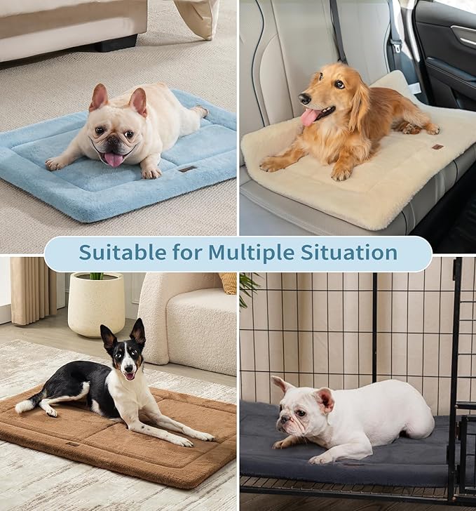 MADE 4 PETS Dog Crate Pad Bed for Large Dogs, Washable & Reversible, Anti-Slip Kennel Mat for Cozy Sleeping, Soft Fluffy Dog Bed for Indoor & Outdoor Use, 36"x27", Blue
