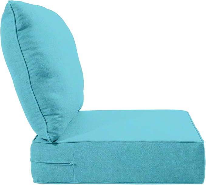 Luxury 24x24x6 Inch Outdoor Deep Seat Cushions Set of 6 - Comfortable Patio Zipper Chair Cushion for Outside Wicker Dining Rocking Gilider Loveseat Couch Sectional Sofa - Turquoise