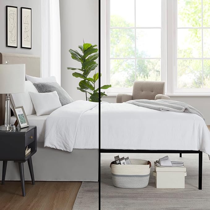 Nestl Silver Bed Skirt Cal King Size - Cal King Bed Skirt 14 Inch Drop - Brushed Microfiber Bed Skirts - Hotel Quality Pleated Bed Skirt - Shrinkage & Fade Resistant