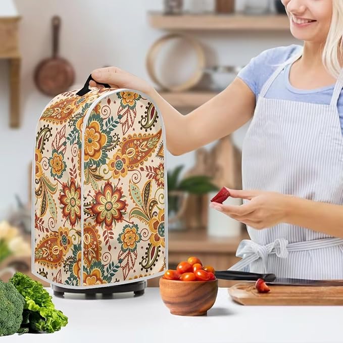 Talayituse Paisley Flower Print Blender Dust Cover, Fingerprint Protection Cover for Stand Mixer or Coffee Machine, Home Kitchen Appliance Covers for Stain Dust Resistant Supplies