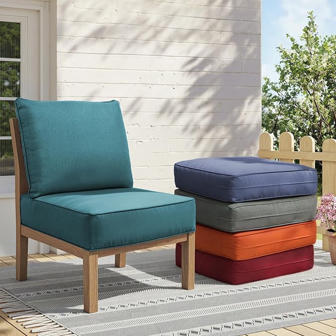 Outdoor Cushion Set for Furniture Patio Furniture, UV Resistant, Water Resistant - 6 Inch Thick Foam Garden Cushions– 22x24 Inch Patio Seat Covers for Chair/Sofa/Couch | Peacock Green | 4-Pack |