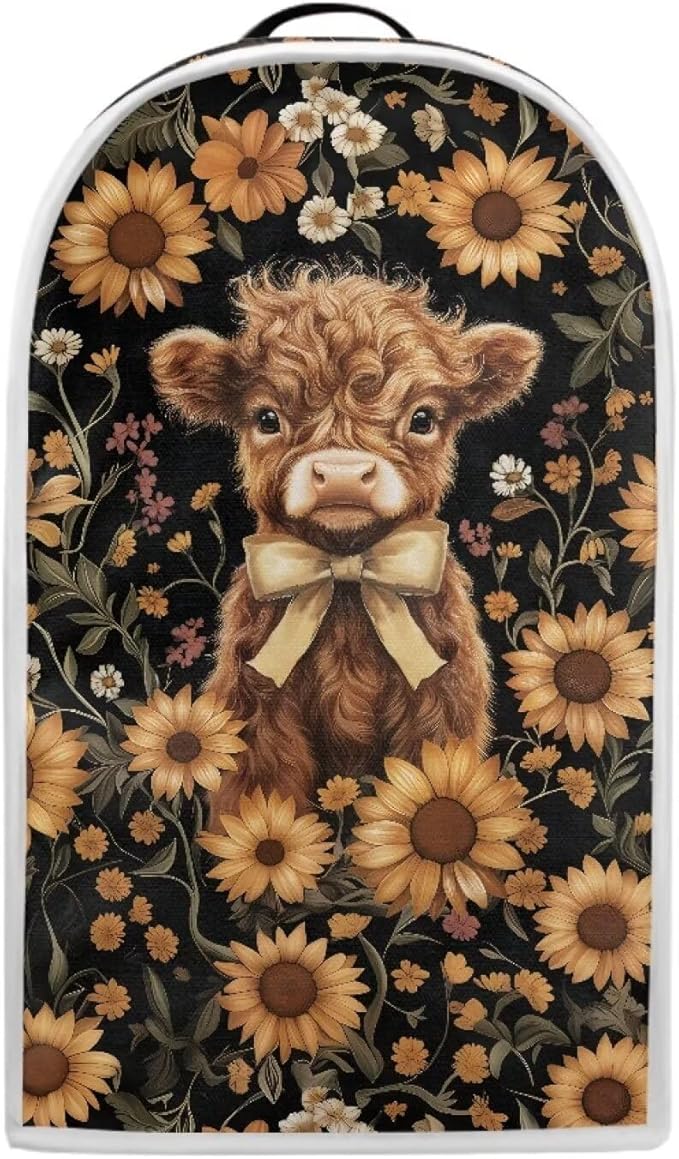 Talayituse Highland Cattle Sunflower Print Blender Dust Cover, Fingerprint Protection Cover for Stand Mixer or Coffee Machine, Home Kitchen Appliance Covers for Stain Dust Resistant Supplies