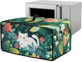 Air Fryer Toaster Oven Dust Cover Protective Convection Oven Cover with Pockets and Handle for Kitchen Countertop, M, 16.5 x 20.5 x 10 Inches, White Cat Green Leaf Flower