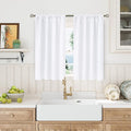 BGment Pure White Curtains 40 Inches Length for Kitchen Windows - Short Cafe Drapes with Rod Pocket Privacy Protection for Bathroom Bedroom Home Decor, 2 Panels, 42 x 40 Inch