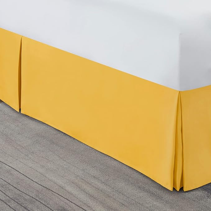 Nestl Yellow Bed Skirt Queen Size - Queen Bed Skirt 14 Inch Drop - Brushed Microfiber Bed Skirts - Hotel Quality Pleated Bed Skirt - Shrinkage & Fade Resistant
