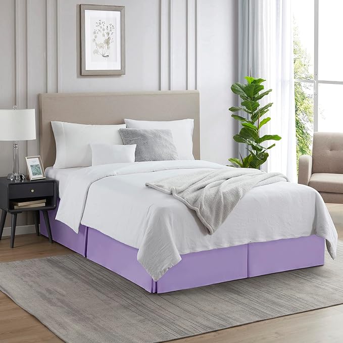 Nestl Lavender Bed Skirt Cal King Size - Cal King Bed Skirt 14 Inch Drop - Brushed Microfiber Bed Skirts - Hotel Quality Pleated Bed Skirt - Shrinkage & Fade Resistant