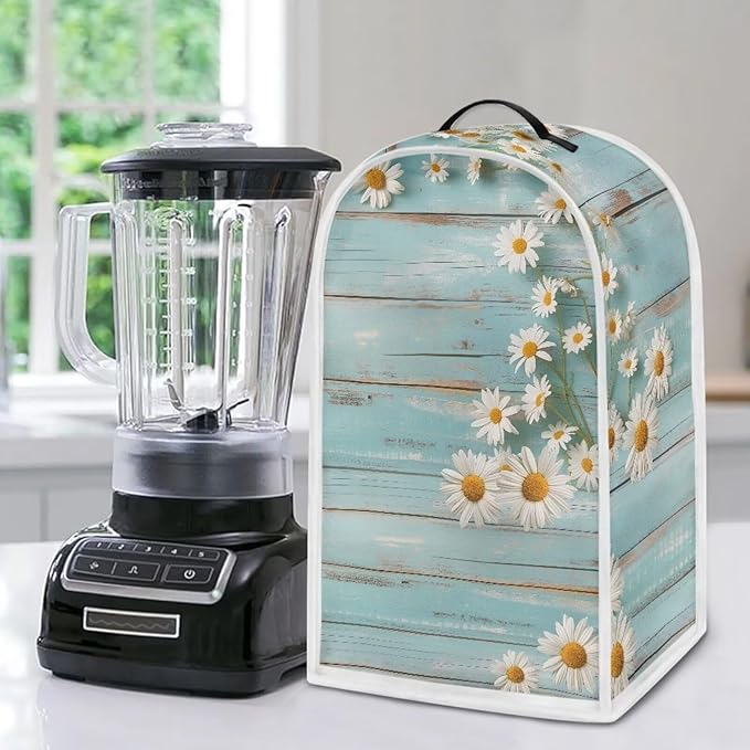 Daisy Blender Cover Teal Wood Appliance Dust Cover Universal for Food Processor Coffee Maker Juice Machine Reusable Protection Cover for Stand Mixer