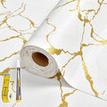 Drawer and Shelf Liner for Kitchen Cabinet Non Slip Waterproof Shelf Paper 12 in X 20 Ft Non Adhesive Refrigerator Liners Gold White Marble Easy Liners for Bathroom Cupboard