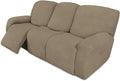 Easy-Going 8 Pieces Recliner Sofa Stretch Sofa Slipcover Sofa Cover Furniture Protector Couch Soft with Elastic Bottom Kids, Spandex Jacquard Fabric Small Checks Natural