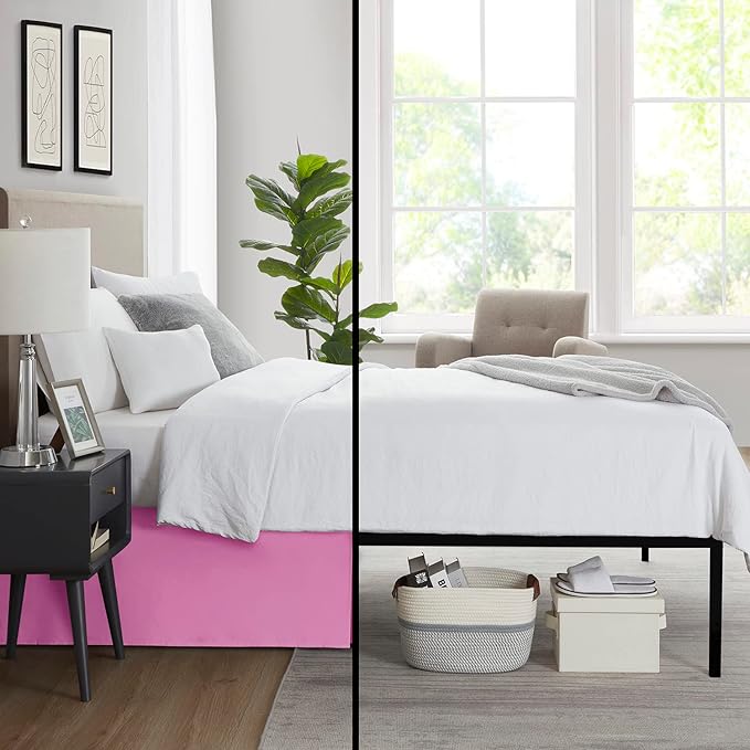 Nestl Light Pink Bed Skirt Cal King Size - Cal King Bed Skirt 14 Inch Drop - Brushed Microfiber Bed Skirts - Hotel Quality Pleated Bed Skirt - Shrinkage & Fade Resistant