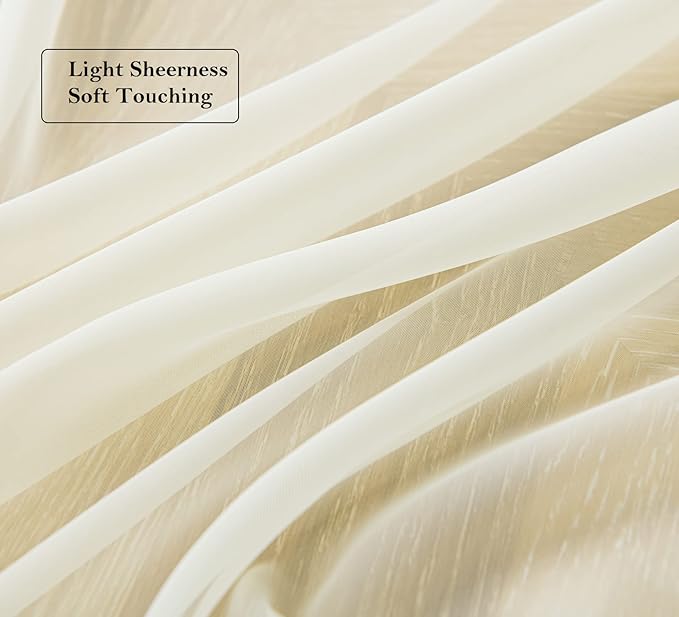 PI Sheer Voile Light Filtering Curtains Grommet Top,Backdrop Window Treatment for Living Room/Bedroom 2 Panels (W52 X L84, Butter)
