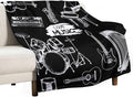 Music Blanket Drums Piano Guitar Black White Abstract Art Printed Soft Cozy Lightweight Throw Blanket for Kids Girls Boys Women Bedroom Living Room Dorm Chair Sofa Travel 70x80in